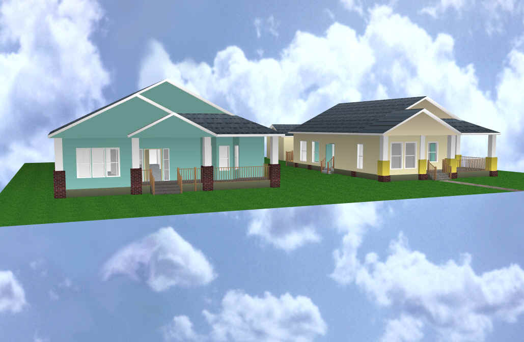 A third combined rendering of the neighboring houses.