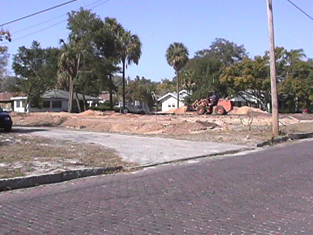 Land preparation on Tom, Helen, and Traci Rinoldo’s Tampa Heights lots.