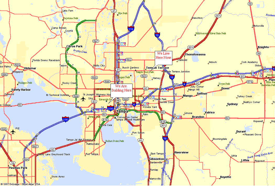 A map from Tom and Helen’s original Tampa Heights page.