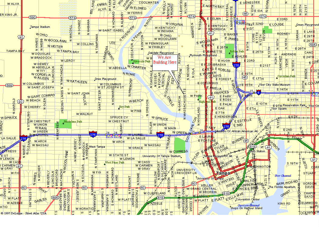 A map from Tom and Helen’s original Tampa Heights page.