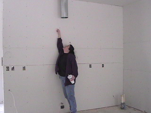 An original photograph of the interior construction of Traci’s house.