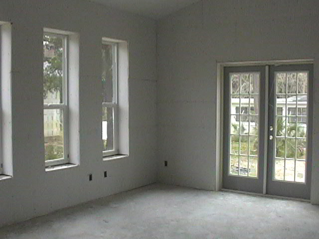 An original photograph of the interior construction of Traci’s house.